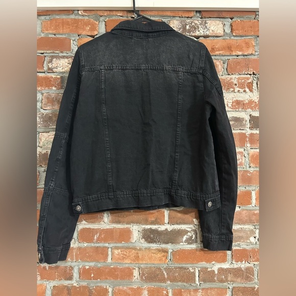 Free People Rumors Black Denim Jacket Size Large - Picture 8 of 9